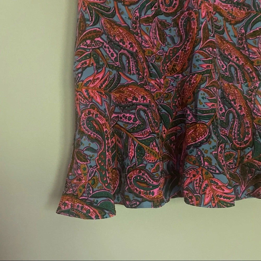 J. Crew Ruffled Paisley Print Silk Shift Dress